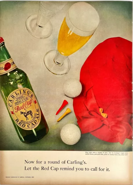 Carling Beer Molson Coors Red Cap Ale Pop Art Poster Vtg Magazine Print Ad 1948