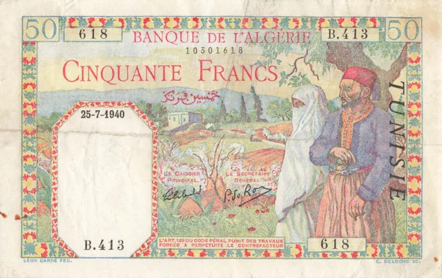 Tunisia 50 Francs 1940