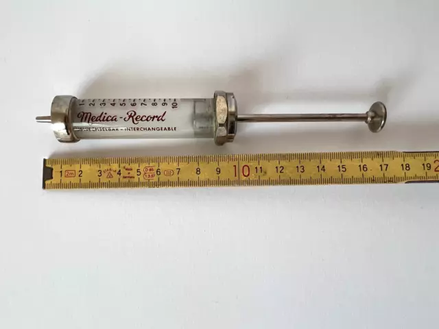 Glasspritze/ Glaskolbenspritze/ Arztspritze/ Medica Record 10ml Vintage