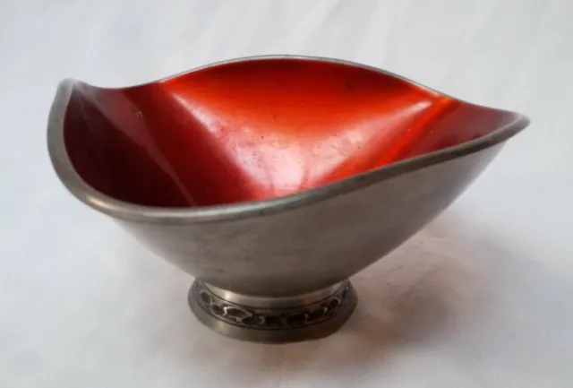Mid-Century Modern Handmade 105 A Enamel Coated Metal Pedastal Bowl Art Deco
