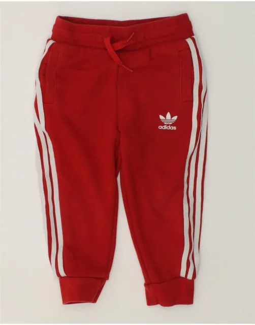 ADIDAS Baby Boys Joggers Tracksuit Trousers 18-24 Months Red Cotton AW77