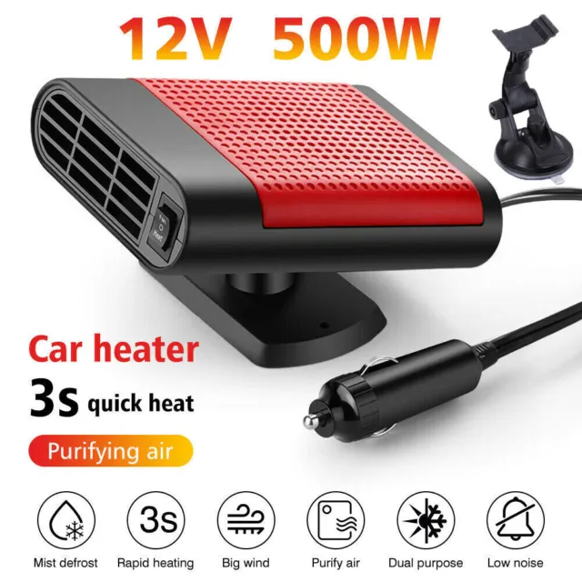 Portable 12V 500W Electric Car Heater DC Heating Fan Defogger Defroster Demister
