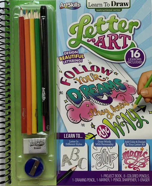 LEARN TO DRAW Letter Art Project Book 16 Lessons by ArtSkills NEW Free
