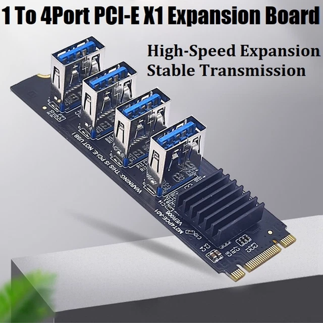 2PCS M.2 NVME to 4Port PCI-E 1X Riser Card M.2 MKEY PCI-E Adapter USB3.0 PC S3X5