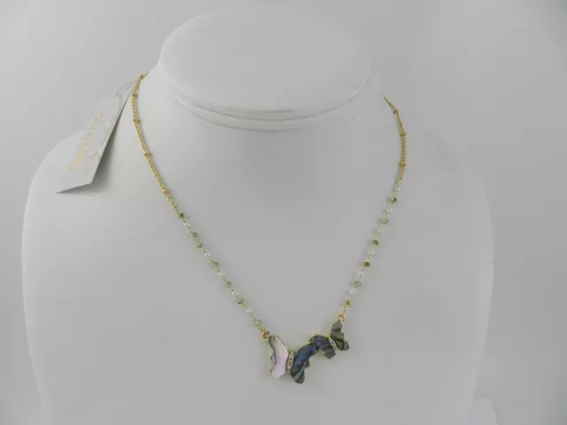Lonna & Lilly Gold-Tone Beaded    Butterfly  Necklace, 16" + 3" Extender