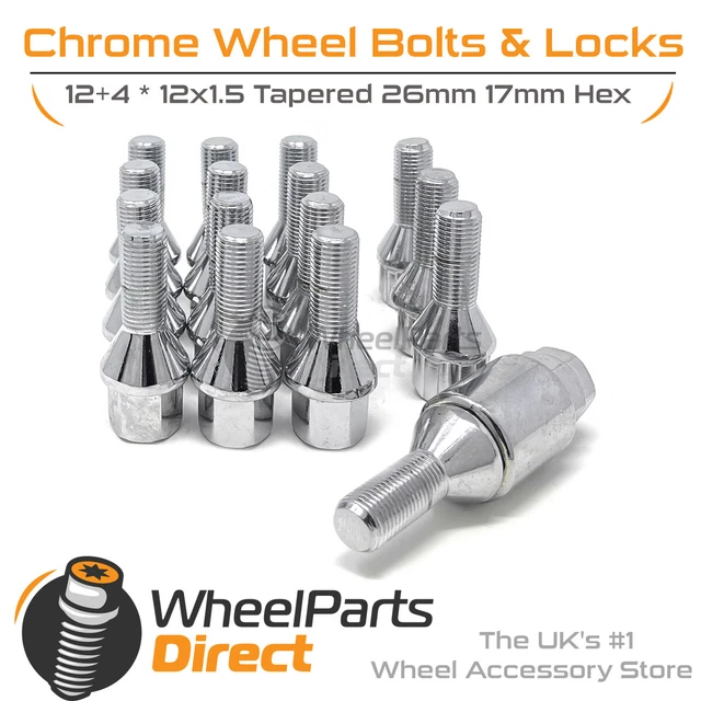 Kit 4 bulloni antifurto ruote auto cerchi in lega M12x1 25 21mm T17 60 grad