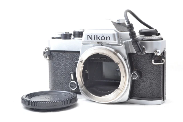 [Near Mint READ] Nikon FE 35mm SLR Film Camera Silver w/MF-12 Data Back #5291