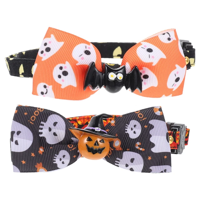 2 piezas collar de poliéster para gatos con lazo