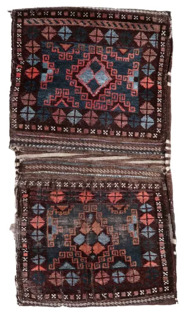 Tapis ancien Afghan Baluch fait main 52cm x 96cm 1900s - 1C909