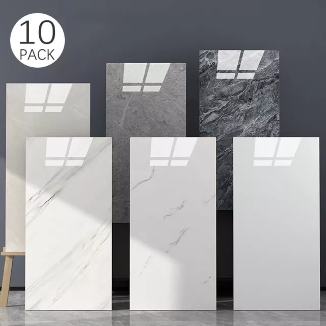 10x Self-Adhesive Marble Tiles Wall Sticker Stick On Kitchen Bathroom Home Decor