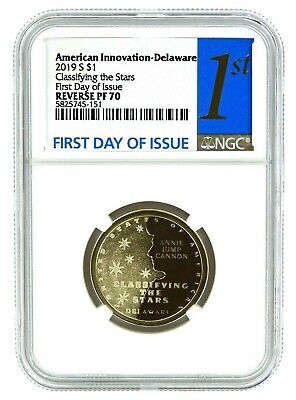 2019 S Innovation Reverse Proof Dollar Delaware NGC PF70 - First Day of Issue