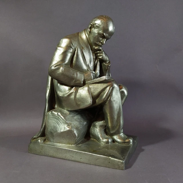ORIGINALE SOVIETICO Russo GRANDE FIGURINA BUSTO STATUA DI LENIN Scultura in...