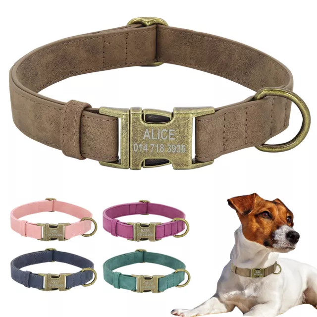 Hundehalsband Personalisiertes Verstellbar Weiches Leder mit Namensschild XS-L