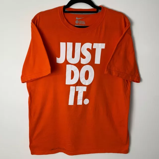 NIKE Just Do It Orange Regular Fit Short Sleeve T Shirt Size Men's Large L