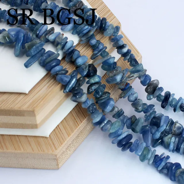 Natural 6-8mm Freeform Blue Kyanite Gemstone Nugget Chips Beads Strand 34"