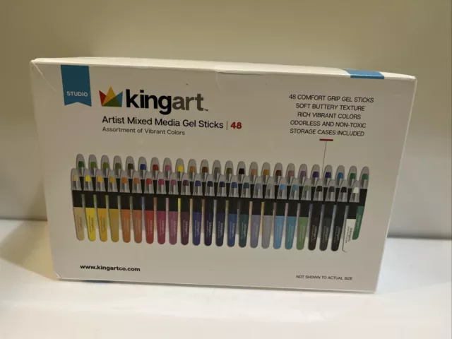 Juego de 48 lápices pigmento solubles en agua KINGART Gel Stick artista con estuche