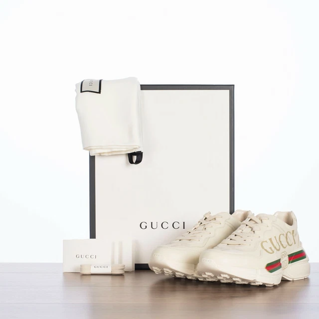 Gucci white vintage deals logo rhyton sneakers