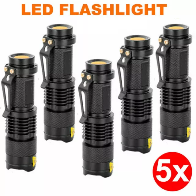 5x Mini Q5 LED Flashlight Torch Adjustable Focus Zoom Light Lamp 1200LM AU