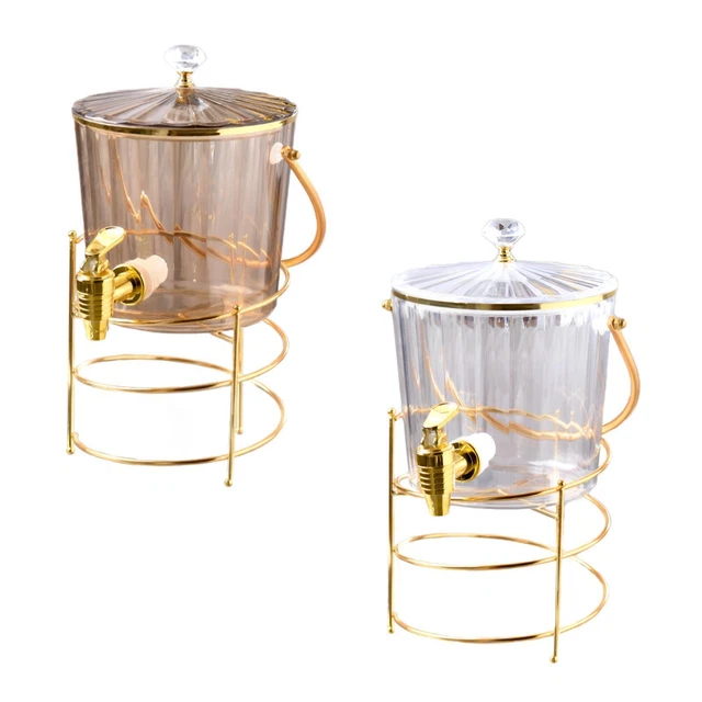 Distributeur de jus de fruits, distributeur de boissons pliable avec robinet et support en plastique de 5,5 L avec poignée, distributeur de boissons