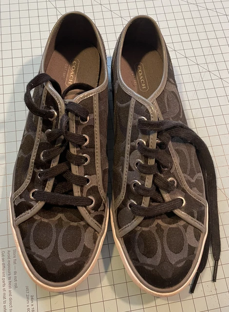 Coach "Dee" Casual Sneakers Black/Gray Signature Canvas Low Top CC Logo-EUC-9.5B