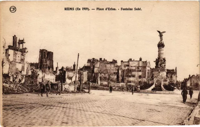 CPA AK Militaire - Reims - Place d'Erlon - Subé Fountain - Ruins (698126)