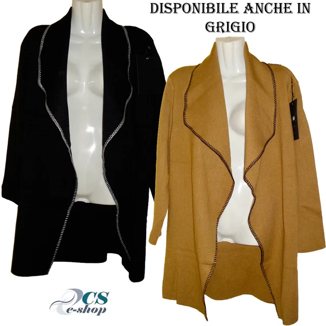 Cardigan Donna Lungo In Maglia Acrilica - Giacca Elegante Con Bottoni E Tasche - Foto 5