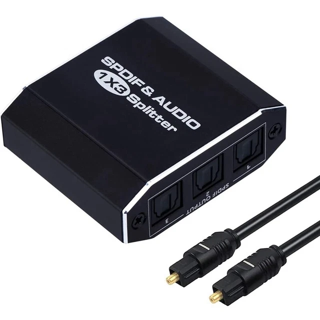 2X(Digital Optical Audio Splitter 1X3, Spdif Toslink Optical Fiber Audio Splitte