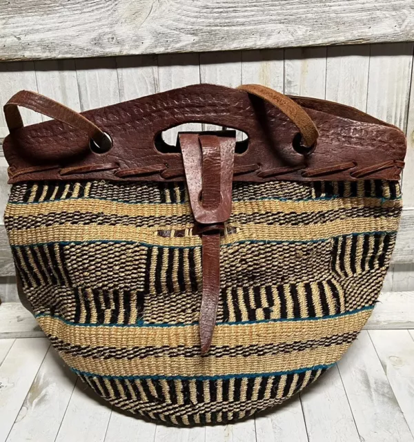 Artisan Xl Hand Made Market Boho Ethnic Jute Sisal Macrame Basket Shoulder Bag