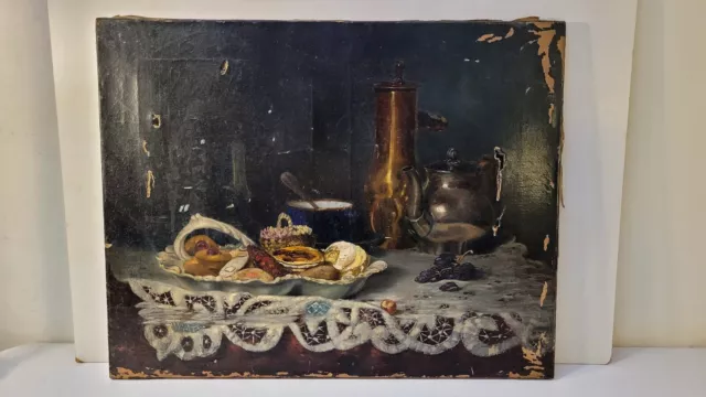 H. Roberts  -  Ancien Tableau peinture HST " Nature morte "