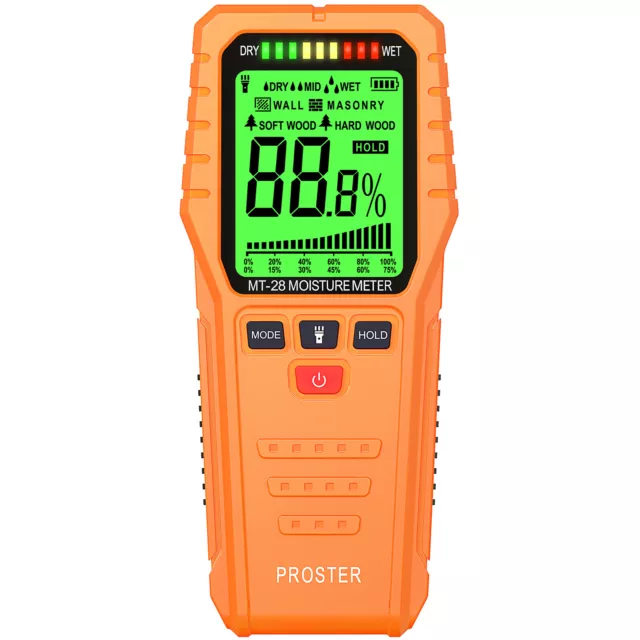 𝓟𝓻𝓸𝓼𝓽𝓮𝓻 Pinless Damp Detector Wood Moisture Meter Wood Humidity Test ±4%