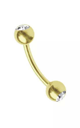 Piercing Intimate Banana Plated 1,2mm with Two 4mm Zirconia Balls, 6-12mm Length