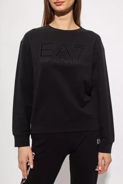 EA7 Sweat-Shirt Court Femme Coton Emporio Armani Art. 3LTM42 Tjfwz 1200 Black