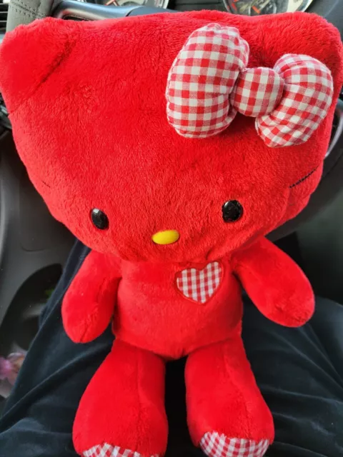 Hello Kitty Plush Build-A-Bear Sanrio Red Gingham Heart Limited Edition NO BOW