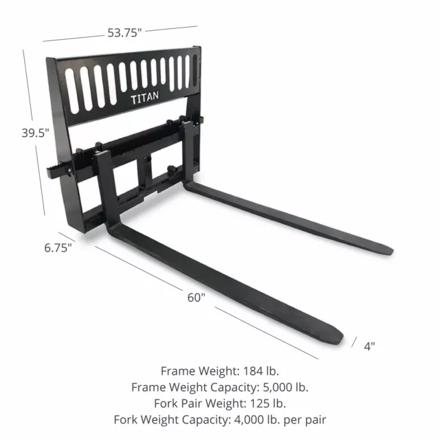 Titan Attachments Pro Duty Pallet Fork Attachment 60" Fork Blades Skid Steer 2