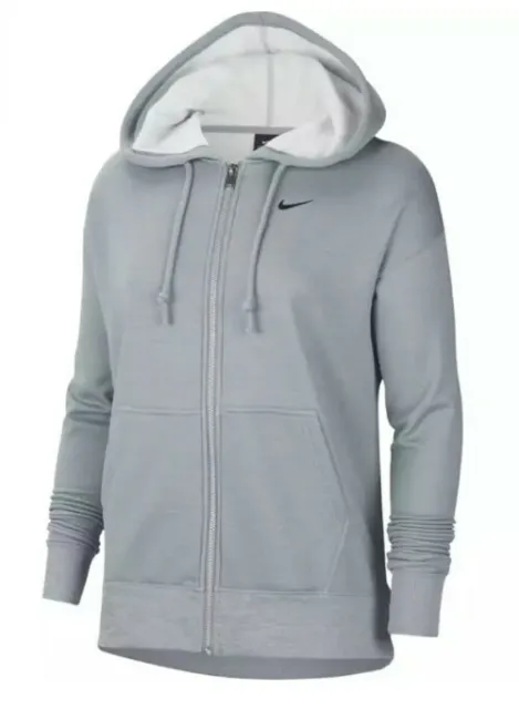 NWT Nike Therma Women's L Grey Full-Zip Oversized Training Fleece-Lined Hoodie