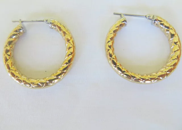 Women’s Yellow Gold Plated Stainless Steel  Hoop Earrings 4 MM 1 Inches Round