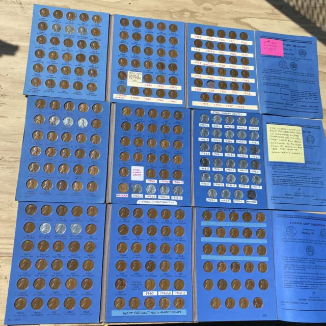 Lincoln Wheat Penny Cent Sets Lot 263 Coins 1941-1976 Includes Steel War Pennies