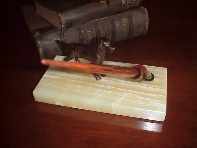 1920s Wahl-Eversharp Woodgrain Desk Pen w/ Hunting Dog ~Restored Pen Nice Writer