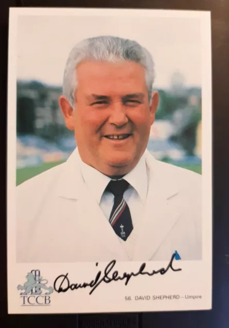 Signed TCCB Cricket Postcard - David Shepherd - Umpire - No. 56