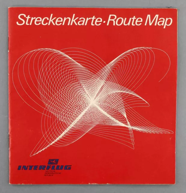 Interflug Vintage Airline Route Map Ddr Germany Streckenkarte 1981