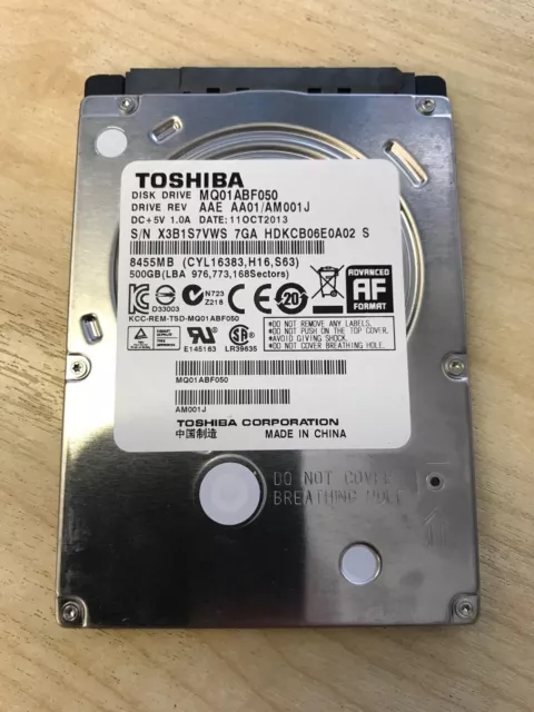 Toshiba 500GB 5400rpm 2.5" 7mm Laptop SATA Hard Disk Drive HDD MQ01ABF050