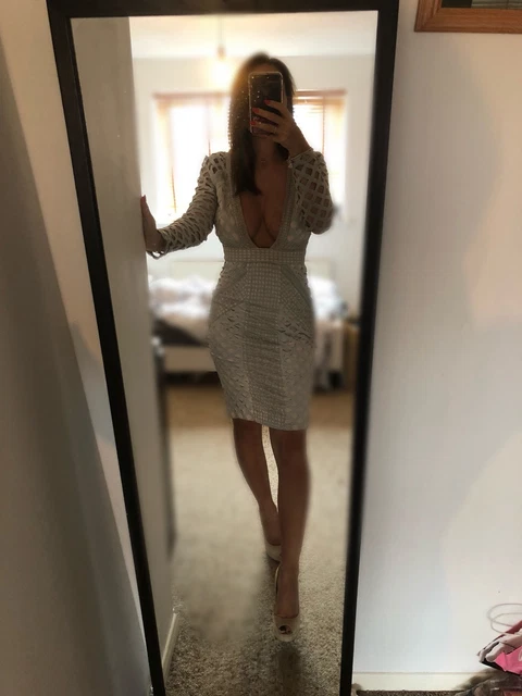 chinese dress ladies Lace Long Sleeve Cut Out Midi Dress White main image 0