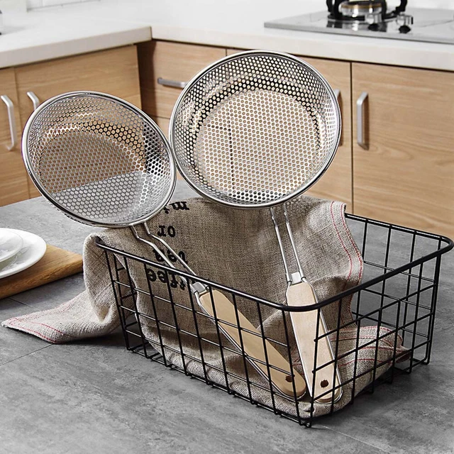 Kitchen Long Handle Grid Scoop Colander Spoon Strainer Oil Filter Food Filter