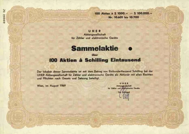 UHER 1969 Wien München Jettenbach Baron Hornstein 100.000 Schilling Tonbandgerät