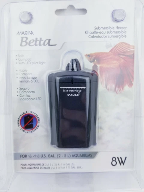 Marina Betta Submersible Aquarium Heater Automatic Fish Tank 1.5 Gallon 8W