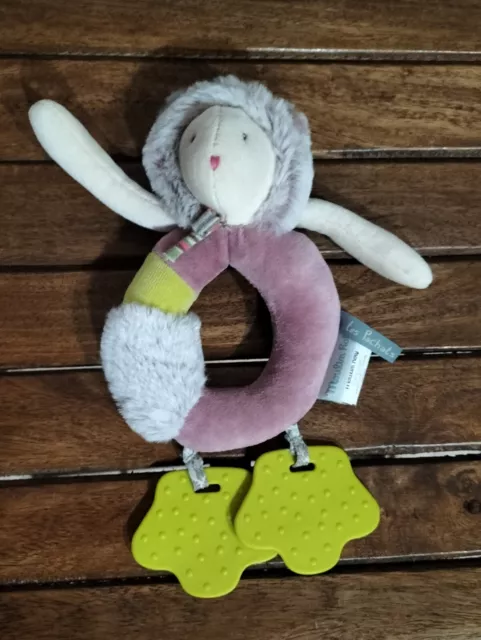 ⭐⭐⭐Doudou Moulin Roty Les Pachats Souris Hochet Grelot Rose Jaune Souris Neuf*
