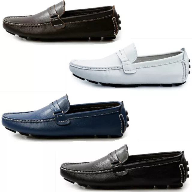 Men Slip On Loafers Casual Leather Shoes Soft Comf Driving Moccasin-gommino Shoe