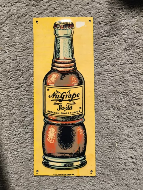 1940's Nugrape Tin Tacker Sign Original Not A Copy