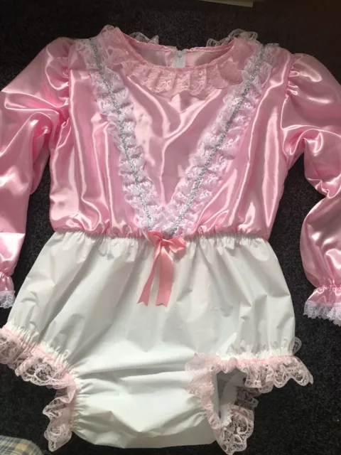 Adult Baby Sissy Baby lockable Pink Romper / Playsuit  up to 48" Chest