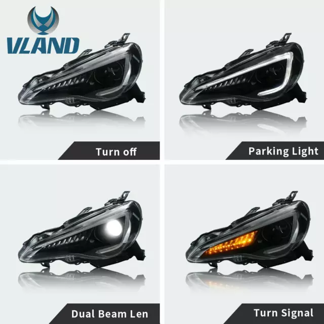 VLAND Fit For 2012-2019 Toyota 86 GT/SUBARU BRZ Sequential Indicator Headlights 2